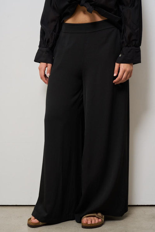 Pantalone donna gamba larga nero - 2