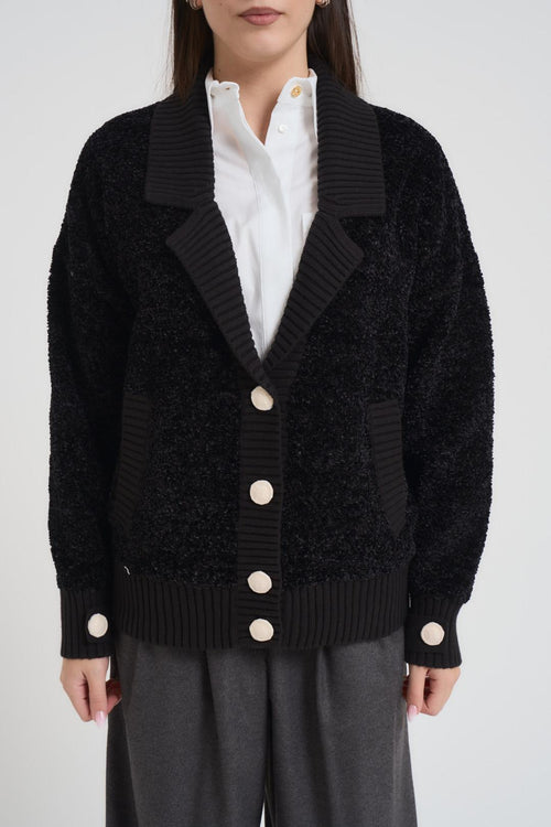 Cardigan donna strutturato nero