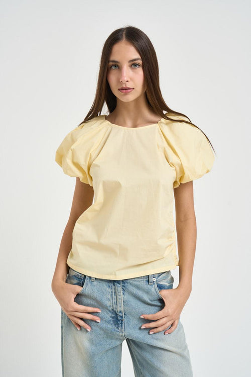 Blusa donna manica corta gialla - 1