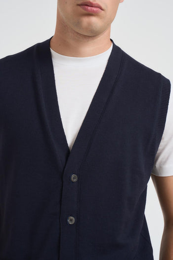 Gilet uomo in maglia blu - 4