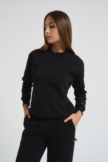 Felpa donna girocollo nera - 4
