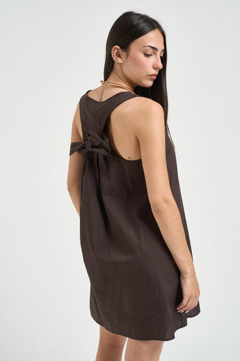 Abito donna con fiocco sul retro marrone - 3