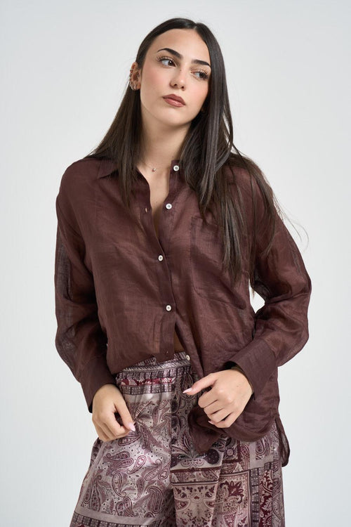 Camicia donna semitrasparente marrone - 2