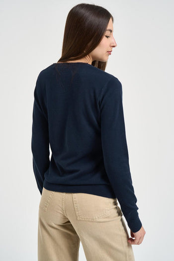 Maglia donna girocollo blu - 4