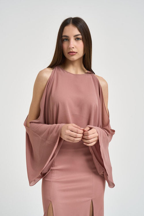 Blusa donna cut-out rosa antico - 2