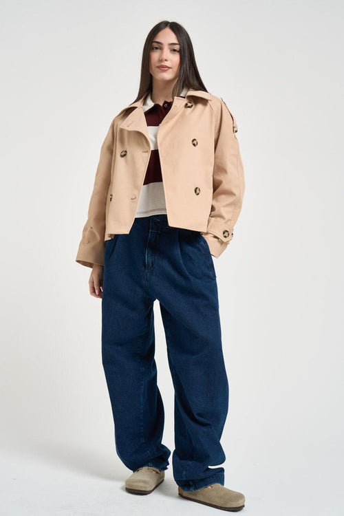 Trench donna corto beige - 1