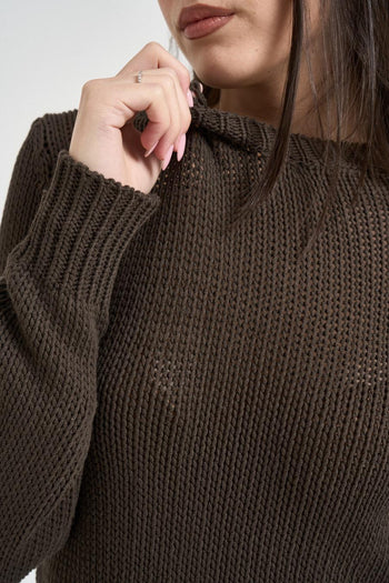 Maglia donna girocollo marrone - 3
