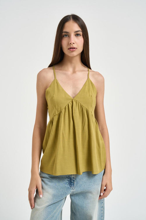 Top donna con scollo a V lime
