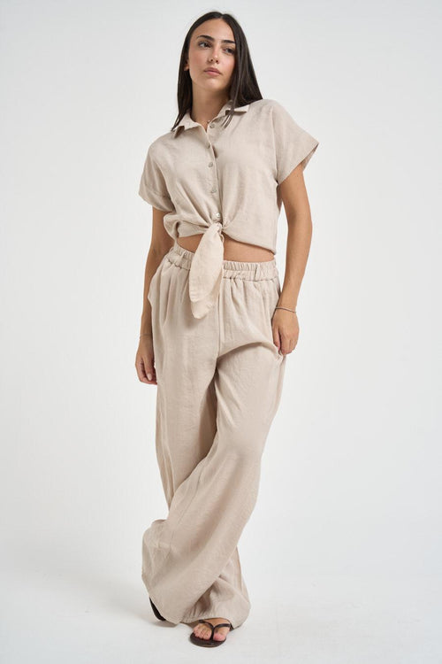 Camicia donna con nodo sabbia