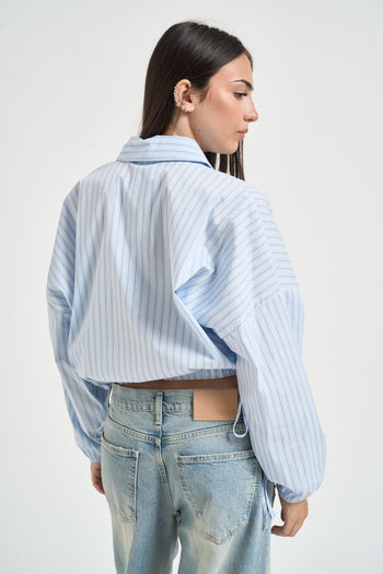 Camicia donna a righe celeste - 3
