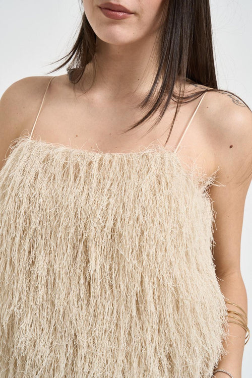 Top donna beige effetto piuma - 2