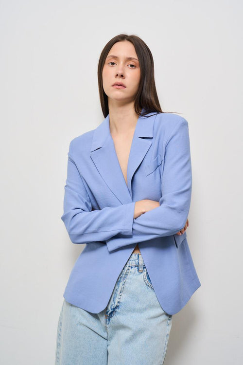 Giacca donna monopetto celeste
