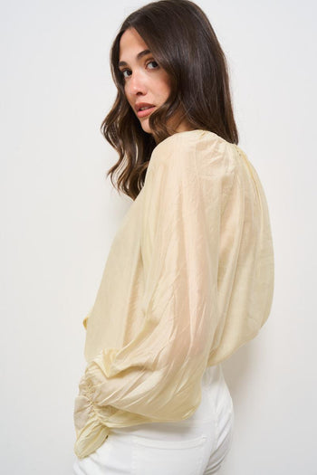 Blusa donna con rouches gialla - 4