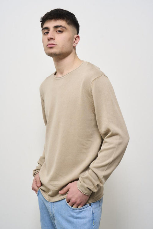 Maglia uomo girocollo beige vintage - 2