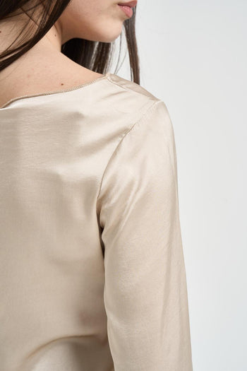 Blusa donna satinata beige - 4