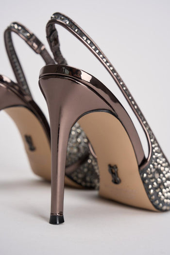 Scarpa donna con tacco strass argento - 4