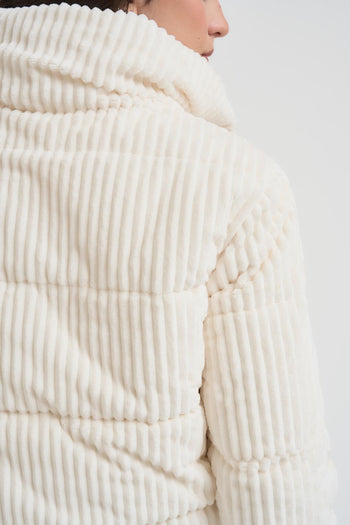 Piumino donna in velluto bianco - 5