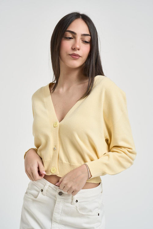 Cardigan donna cropped giallo