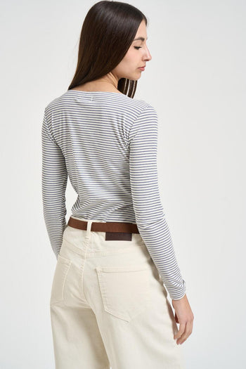 Maglia donna a righe bianca e blu - 3