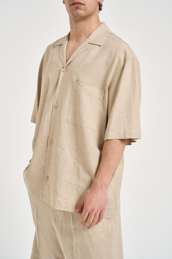 Camicia uomo manica corta beige - 3