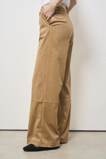 Women's palazzo trousers in camel suede - 3