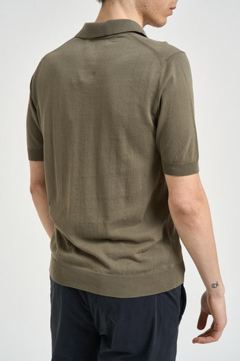Polo uomo in maglia verde militare - 3
