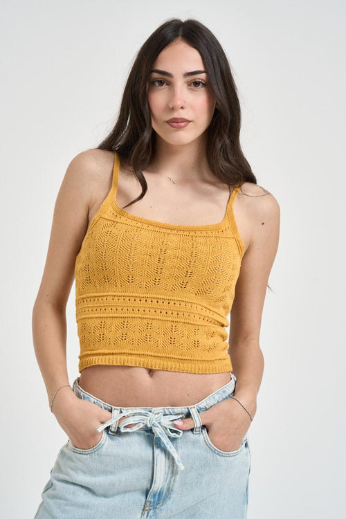 Top donna crochet ocra - 1