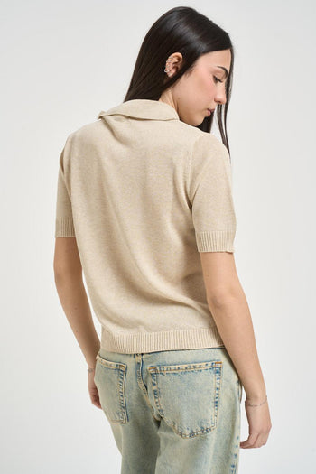 Polo donna manica corta beige - 3