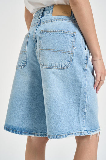 Bermuda donna in denim azzurro chiaro - 6