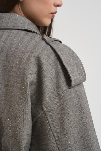 Bomber paillettes donna grigio spinato - 4