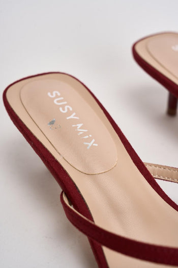 Sandali donna infradito in suede rosso - 5