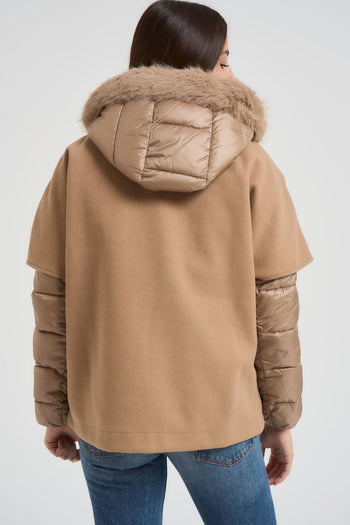 Piumino donna con cappa cammello - 4