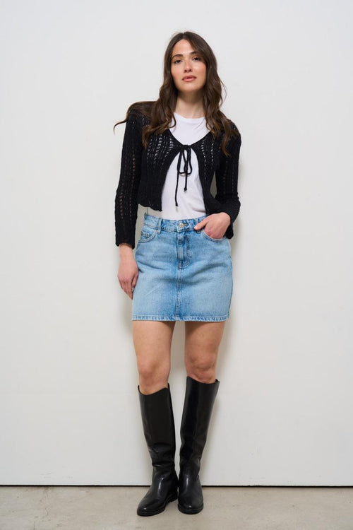 Cardigan donna cropped nero