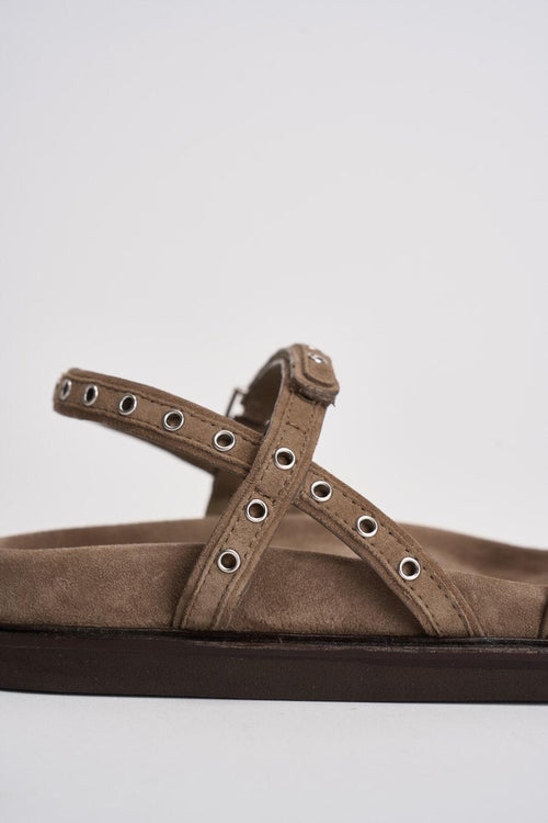 Sandalo donna in suede tortora - 2