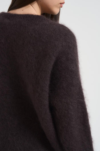 Maglione donna in misto mohair marrone - 8