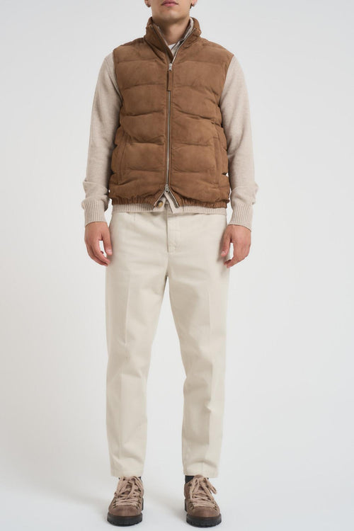 Gilet uomo in camoscio cammello - 2