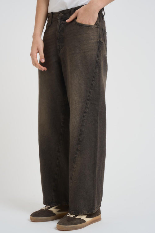 Jeans uomo wide fit denim marrone - 2