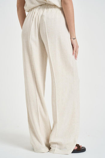 Pantalone donna gamba larga avorio - 3