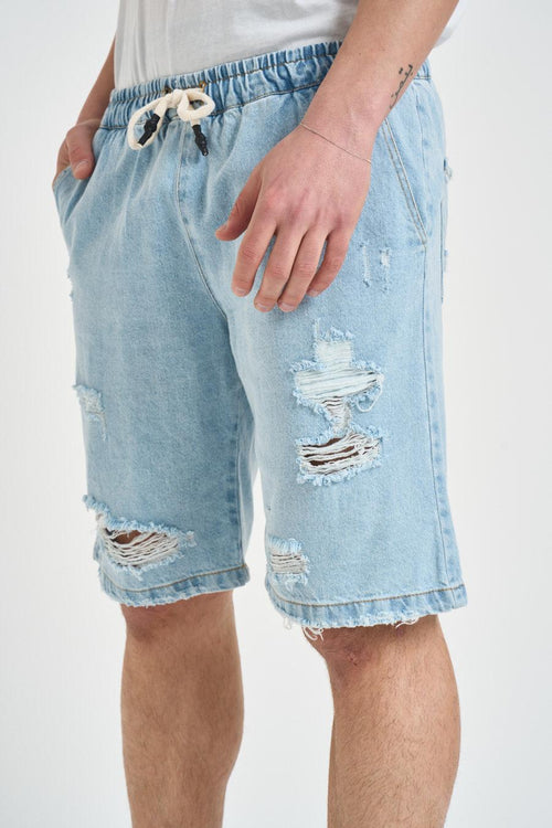 Bermuda uomo in denim chiaro - 2