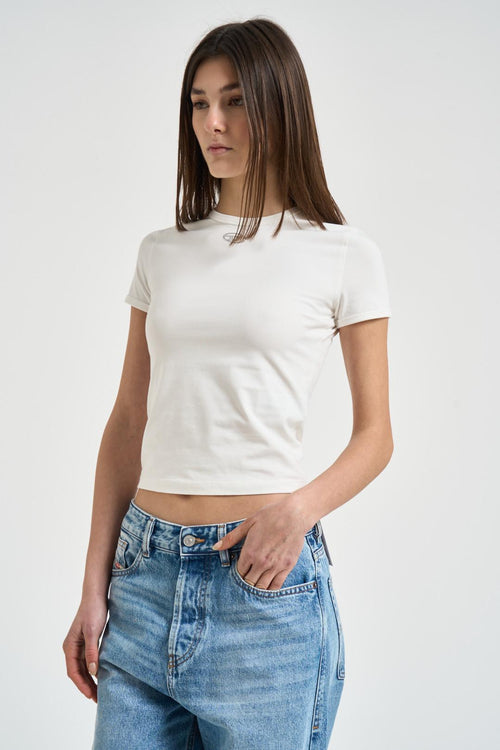 T-shirt donna T-Ribber-Od cropped bianca