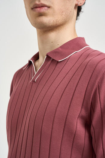 Polo uomo a coste rosso mattone - 3
