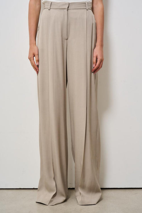 Pantalone donna a palazzo beige<BR/>