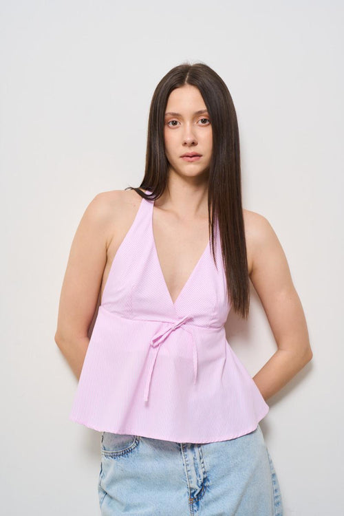 Top donna gessato rosa