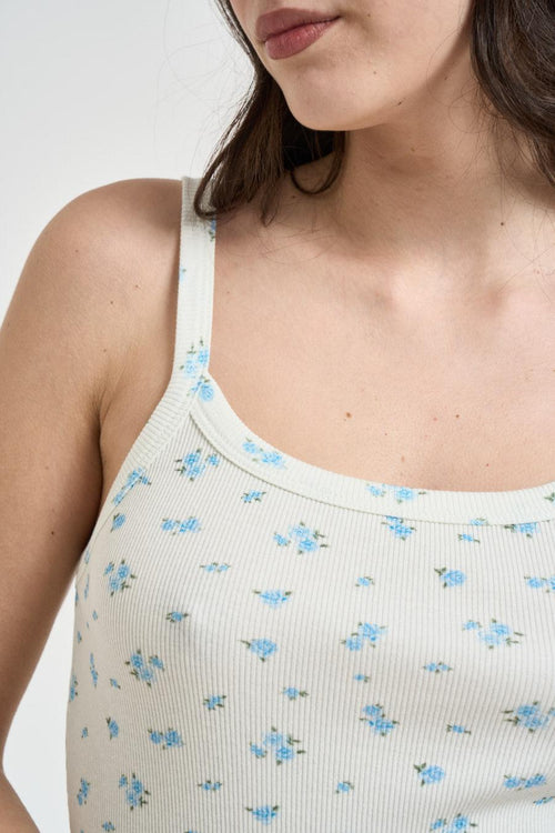 Top donna stampa floreale celeste - 2