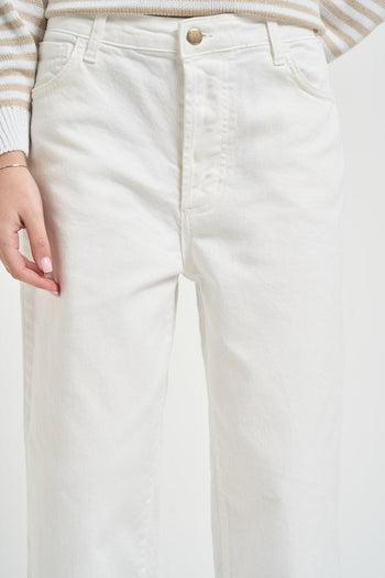 Jeans donna gamba dritta in denim bianco - 5
