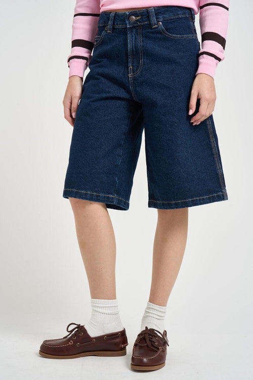 Bermuda donna in denim blu - 2