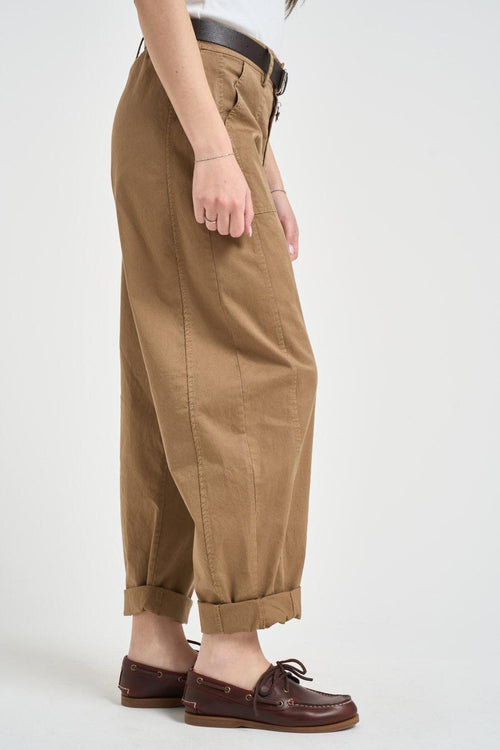 Pantalone donna carrot fit cammello - 2