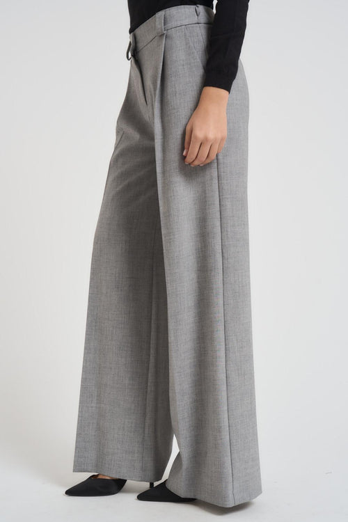 Pantalone donna a palazzo grigio chiaro - 2