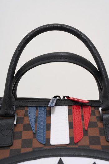 Brown and black checkered men's duffel bag - 3