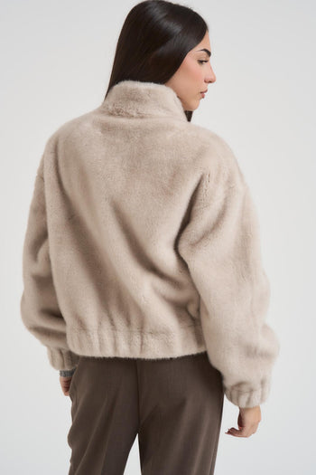 Giubbotto in ecopelliccia donna beige - 4